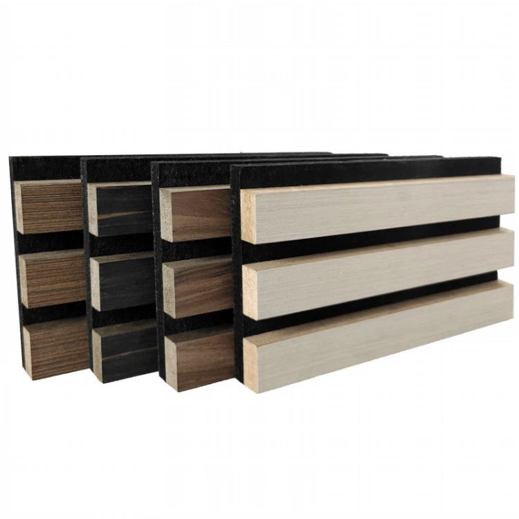 MDF Veneer Slat Acoustic Vaj Huam Sib Luag